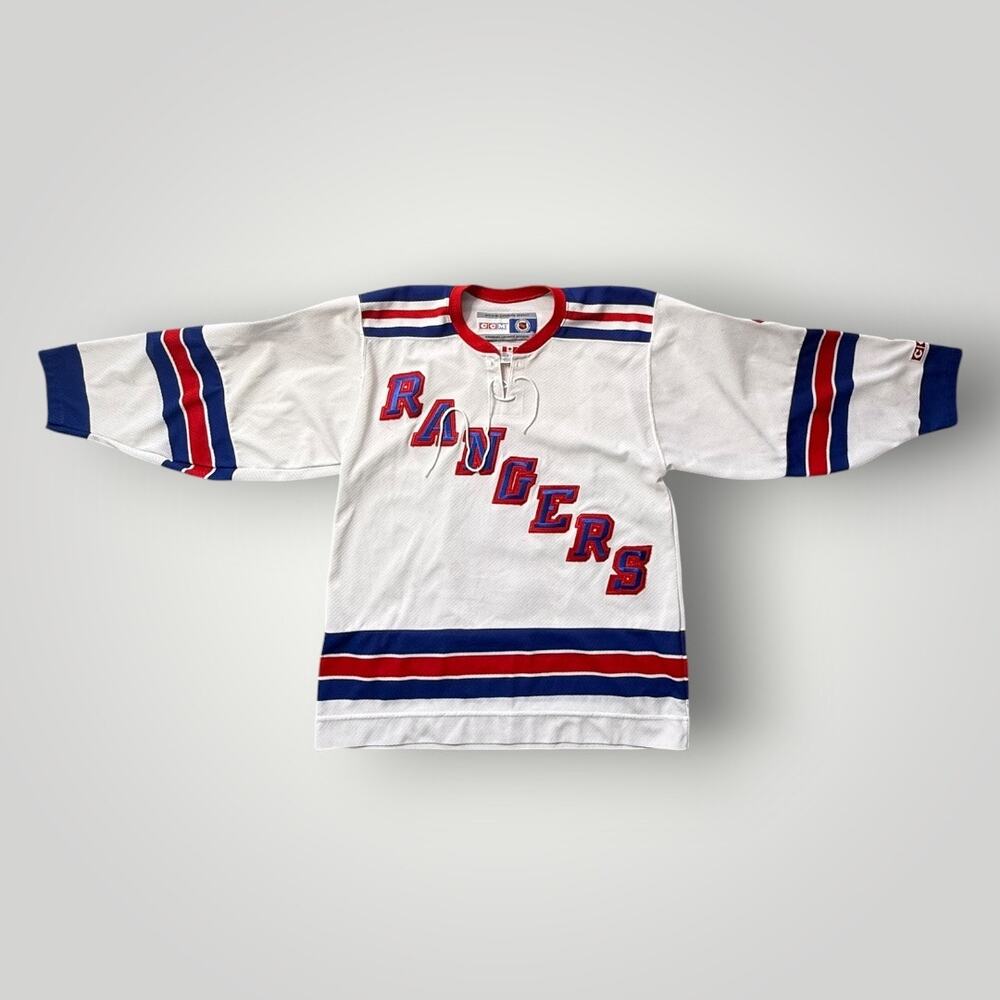 Vintage CCM New York Rangers Hockey Jersey Mens M White Boxy